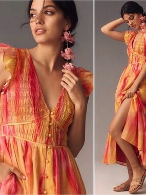 NWT Anthropologie The Peregrine Midi Dress Sz L